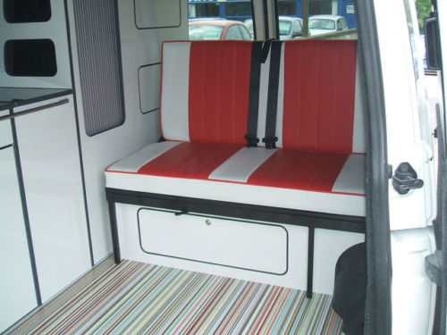 White VW T5 with red Seats
